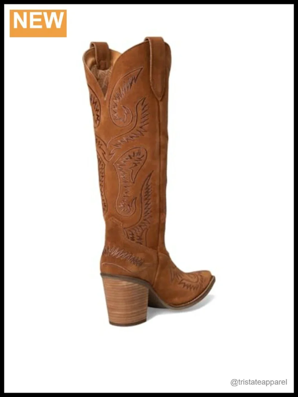Suede Western Snip Toe Knee High Equestrian Boots with Block Heel Pull-On
